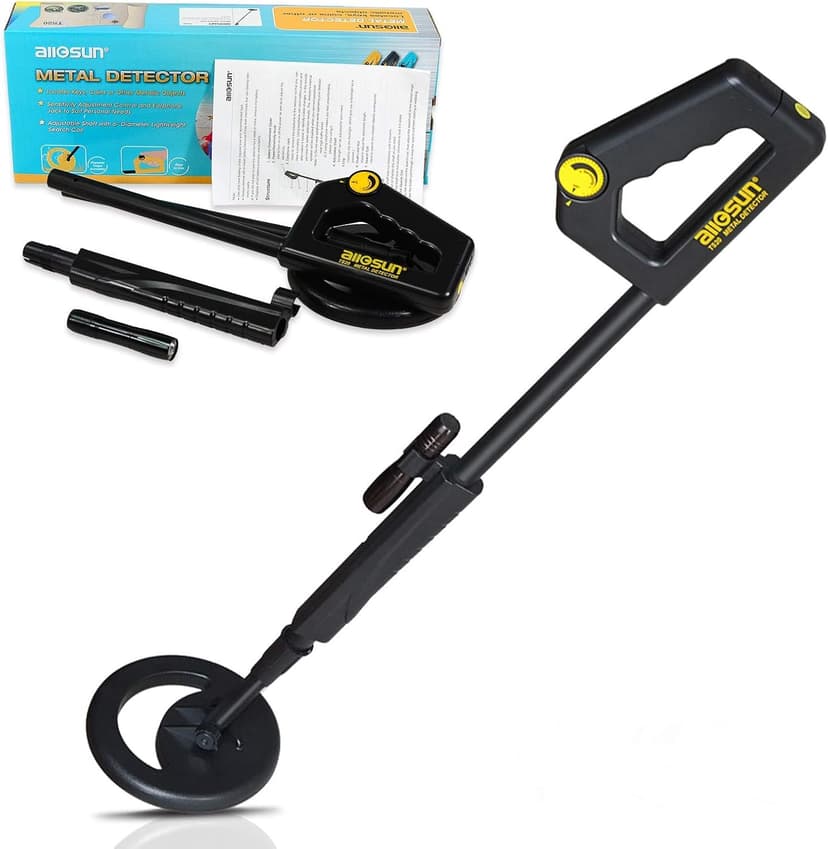 allsun Beach Metal DIY Beginner Detector Adjustable 40.6 Inch Water Full Proof Gold Handheld Metal Finder 6” Search Coil Black