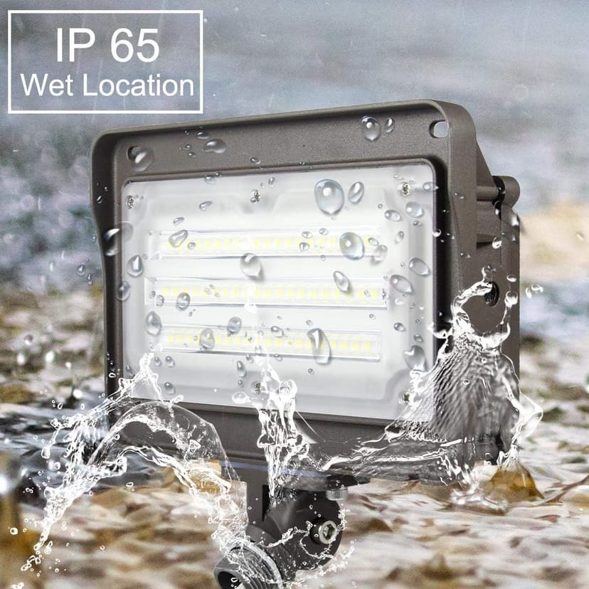 LED Flood Light Outdoor 50W, 6500LM (200W HPS/MH Equiv.) 5000K Daylight, Waterproof Knuckle Mount LED Outdoor Flood Lights for Garden Porch Yard, 100-277V ETL Listed