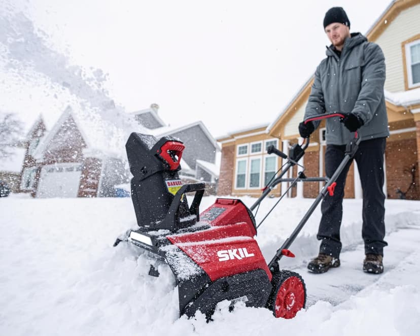 SKIL PWR CORE 40 Brushless 40V 20 in. Single Stage Snow Blower Kit, 30'ft Throwing Distance, Includes 6.0Ah Battery and Charger- SB2001C-10 red