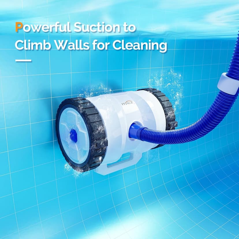VINGLI Pool Cleaner Suction-Side Pool Vacuum Automatic Sweeper for Inground Swimming Pool,Climbs Walls -39.6ft Tangle Free Hose