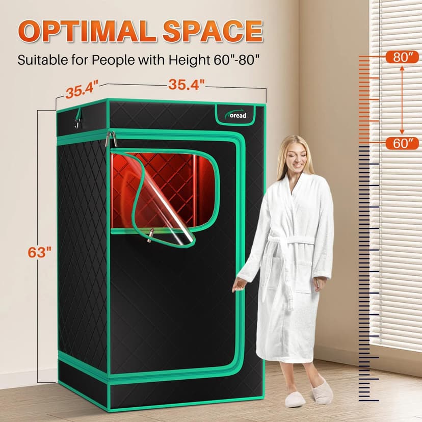 TOREAD Portable Infrared Steam Sauna with 660nm Red Light Therapy Saunas for Home,Red Light Sauna with 3L 1200W Steamer, Adjustable Temperature, Timer Setting, Remote Control, Folding Sauna Chair