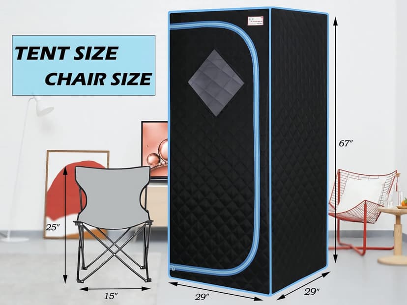 Portable Sauna Tent, One Person Infrared Sauna Home Sauna， Full Size Sauna with Remote Heating Foot Pad, Upgraded Chair, Black(29.1" x 29.1" x 66.5")