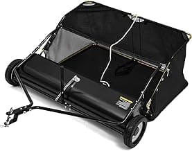 YITAMOTOR 42" Tow Behind Lawn Sweeper Leaf Collector Pull Behind Grass Sweeper Large Hopper Black