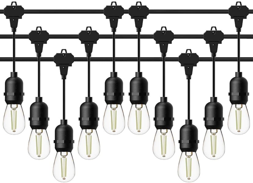 GOODSMANN LED Low Voltage String Lights 12V AC 50FT 10PCS 2W Bulbs 135 Lumens Hanging Landscape Lighting 2800K String Weatherproof Decorative Lights for Patio Lights