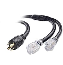 Cable Matters LED-Lit 4 Prong 30 Amp to 15 Amp Adapter for Generator (30 AMP to 110 Adapter Splitter) 30 Inches - NEMA L14-30P to 2X 5-20R