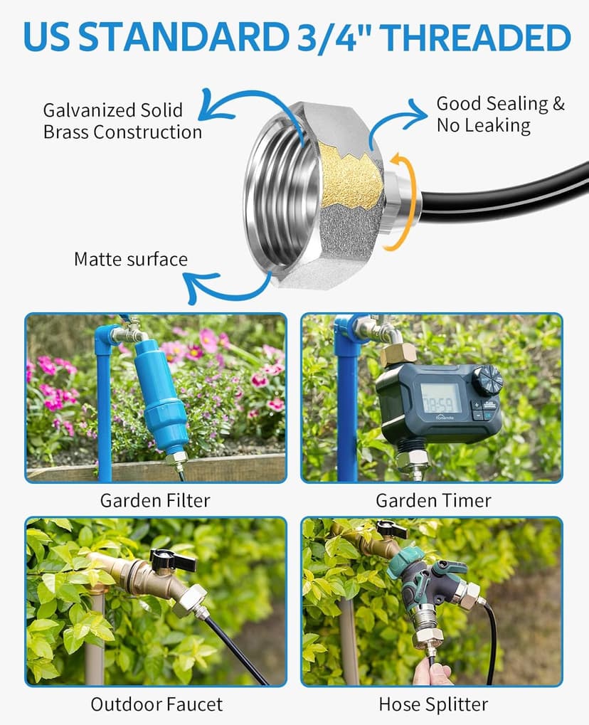 homenote Misting Cooling System 59FT (18M) Misting Line + 20 Brass Mist Nozzles + Brass Adapter(3/4") Outdoor Mister for Patio Backyard Garden Greenhouse Watering