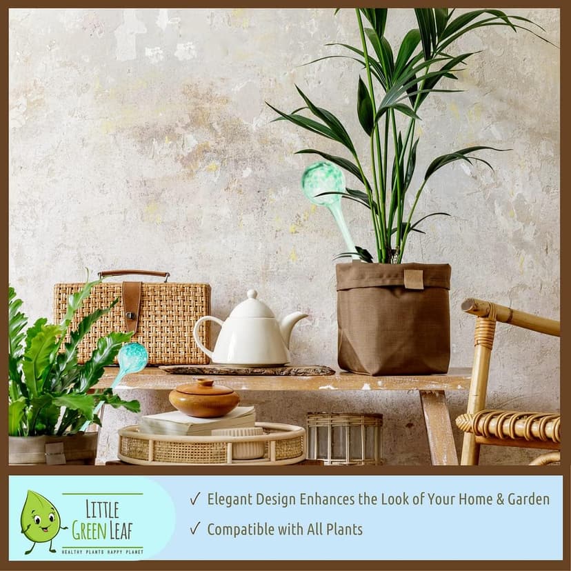 LGL Plant Watering Globes - Automatic Self Watering Globes. Decorative Self Watering Planter Inserts Made From Hand-Blown Durable Glass. Self Watering Spikes to Support Plant Health. 4 Pack, Jumbo.