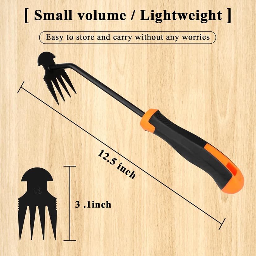 Weed Puller Tool, New Durable Garden Hand Weed Tool with Rubber Handle, Enhanced Weed Remover Tool, 4 Teeth Manganese Steel Forged Hand Weeder for Vegetable Gardening, Backyard, Farm, Planting
