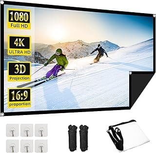 60 Inch Projector Screen, OKEDUO 4K 16:9 HD Portable Projection Movie Screen, Anti-Crease Indoor Outdoor, Simple Install, Easy Carrying Projection Screen for Home Theater Backyard