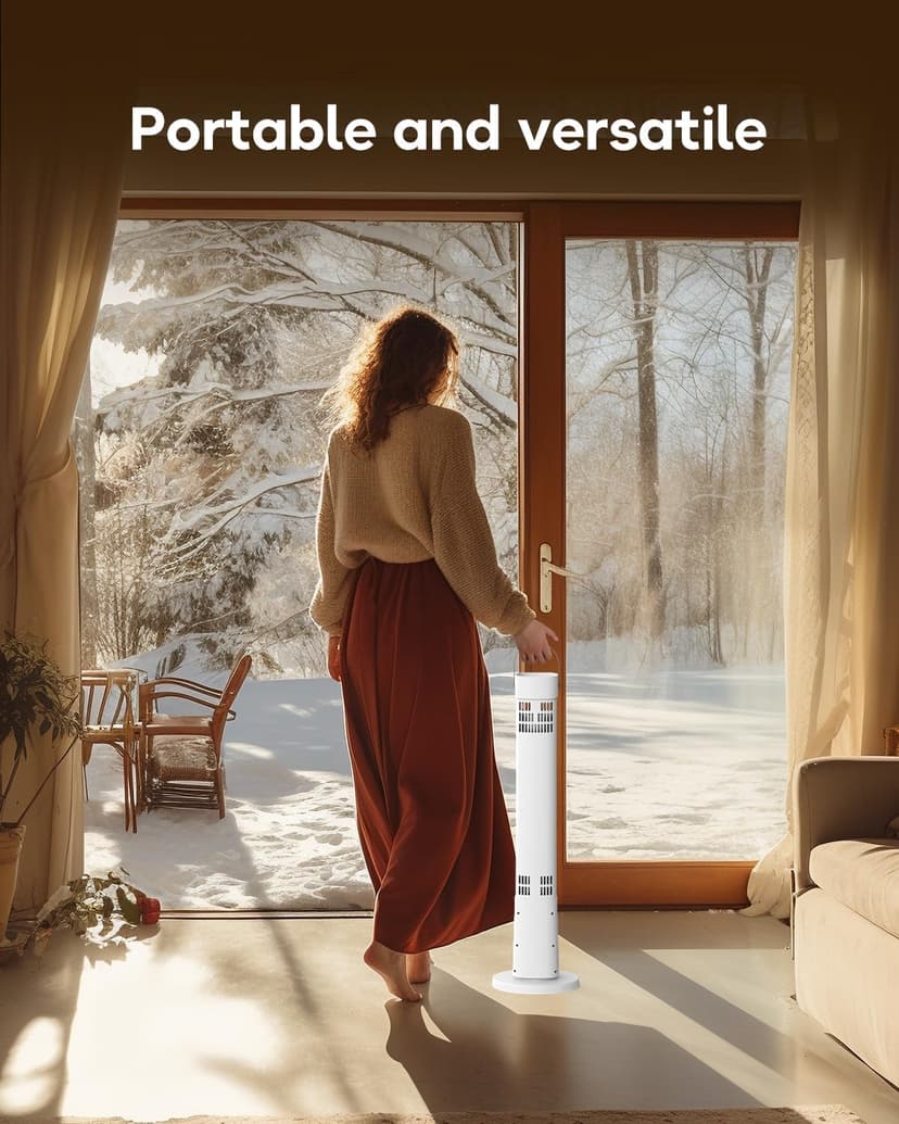Patio Heater for Outdoor Use, Electric Space Heater Indoor, Portable Infrared Heater with 60-Degree Oscillation, Timer, Remote, for Patio, Gazebo, White