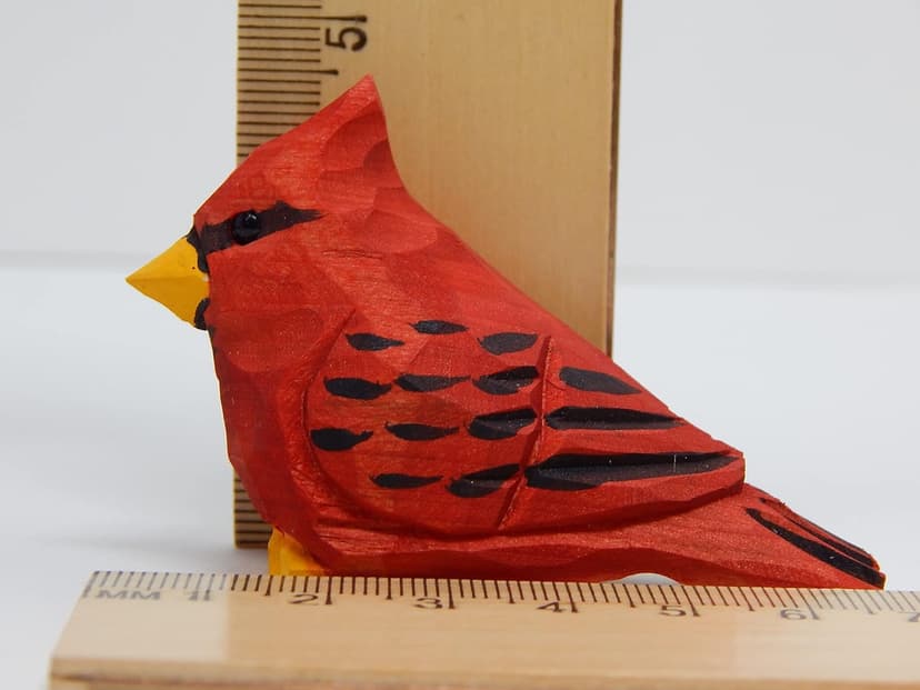 Hand-Carved Cardinal Figurine –Red Wood Bird Figurine Miniature Garden Statue Carving Home Decor Sculpture, Miniature Wildlife Sculpture, Handmade Garden Ornament & Rustic Home Decor Accent