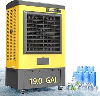 Swamp Cooler, 6500 CFM Evaporative Air Cooler, 19 Gal Water Tank Outdoor Air Conditioner, 3 Speed,5 Ice Boxes,Suitable for Indoor & Outdoor Garage,Patio,courtyard,factory workshop,50inch
