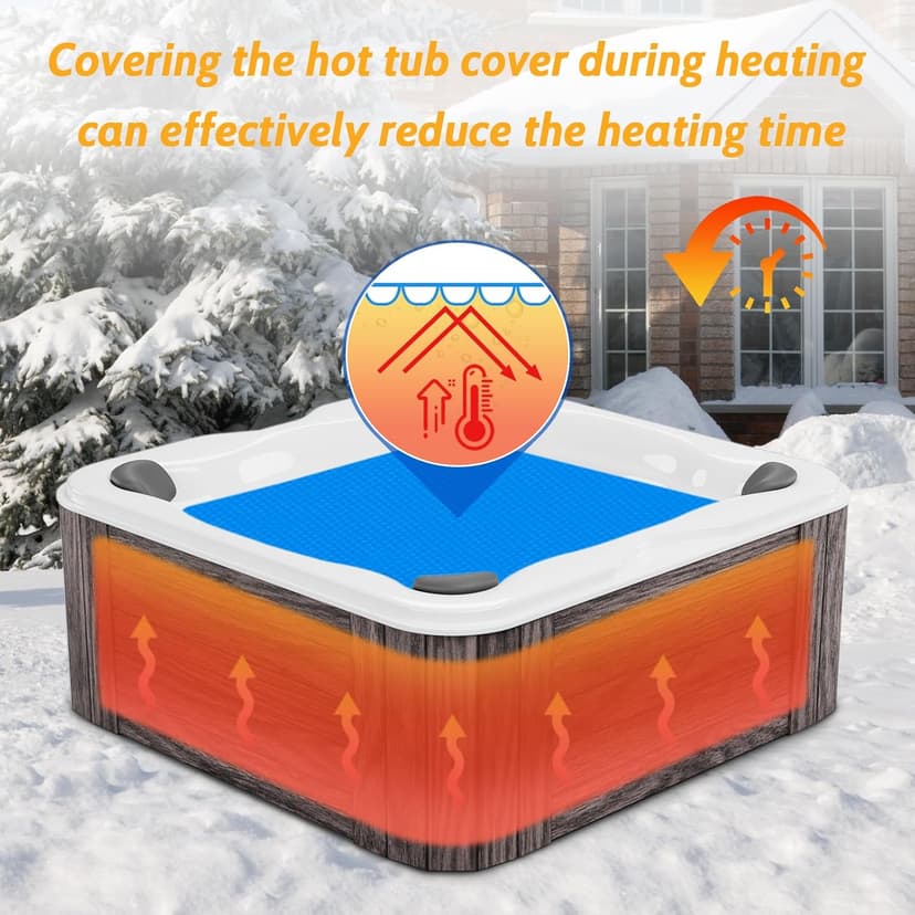 Hot Tub Bubble Cover, 7x7 Foot Hot Tub Thermal Blanket Square Solar Cover Insulation Blanket for Outdoor Hot Tub