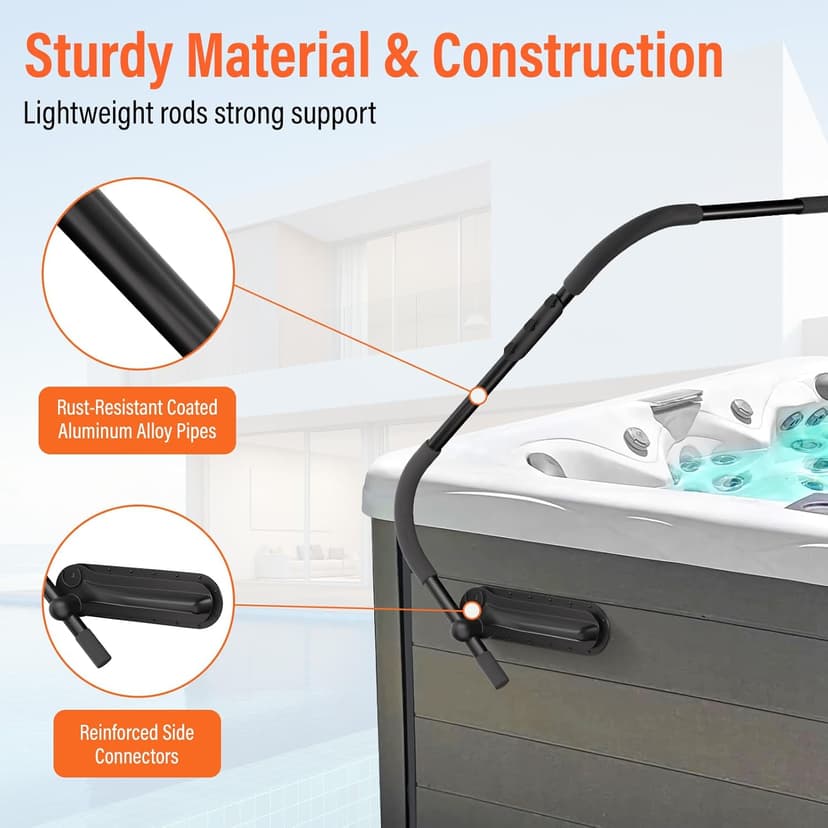 Cover Lifter, Hot Tub Cover Lifter, Pivot Top Mount Spa & Hot Tub Cover Lift Removal System Reinforced Brackets with 3 Hook Towel Rack,Fit for Most Spa Hot Tubs，Hot Tub Width Below 96"