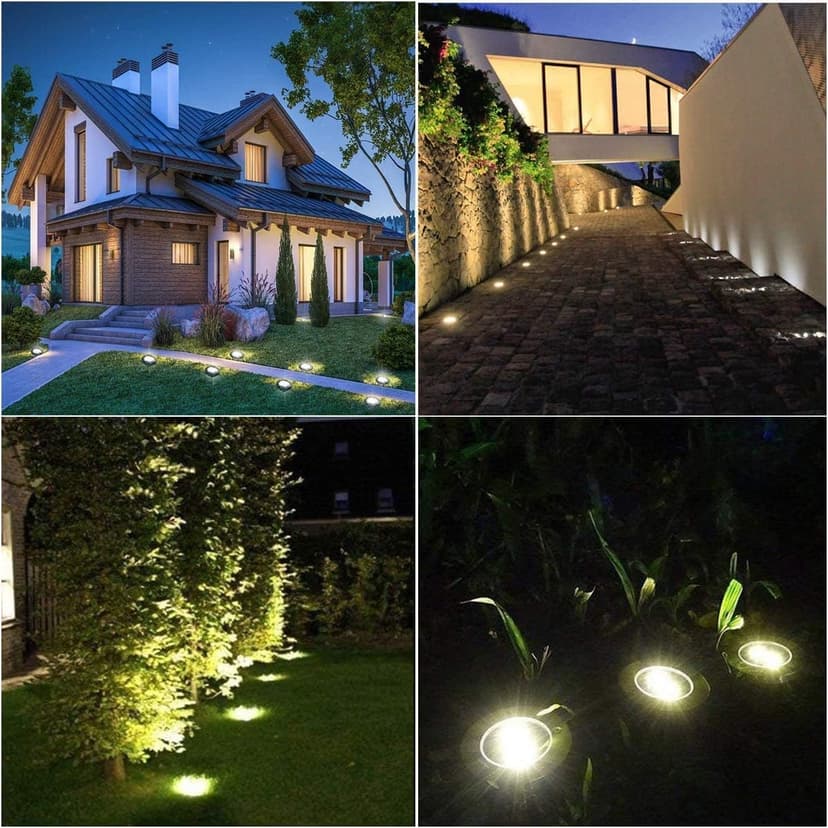 Solar Ground Lights, Waterproof Solar Garden Lights, Upgraded Outdoor Garden Waterproof Bright in-Ground Lights, Landscape Lights for Pathway,Yard,Deck,Lawn,Patio,Walkway (12 Pack Warm Light
