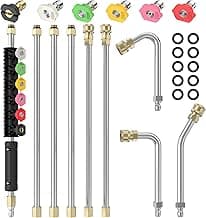 Sealegend 8FT Pressure Washer Extension Wand for Gutter Cleaning, Upgrade Power Washer Accessories with 6 Spray Nozzle Tips, 3 Gutter Cleaner Attachments Curved Rod, 1/4" Quick Connect, 4000 PSI