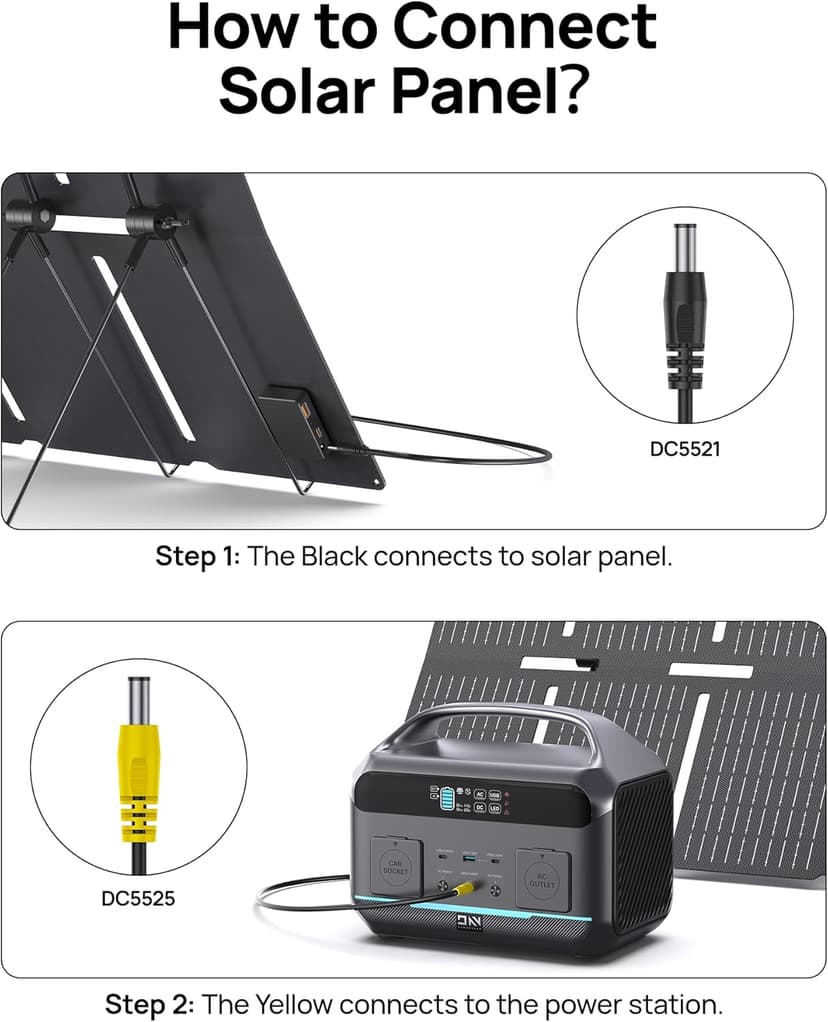 Solar Generator 600W(Surge 1200W) DaranEner Portable Power Station with 100W Solar Panel, 576Wh LFP Battery, <10 MS UPS/ 1 Hour Fast Charging for Home, Camping & RVs, Off-grid Power Outage, CPAP