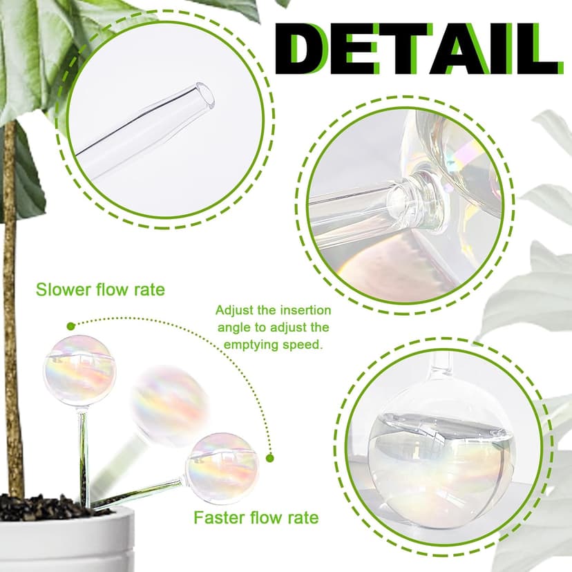 4 Pcs Plant Watering Globes,Rainbow Gradient Glass Watering Devices,Self Watering Planter Insert Plant Accessories for Indoor,Outdoor,Flowerpot,Hanging Plants,Home Garden,8.7" L×2.8" D