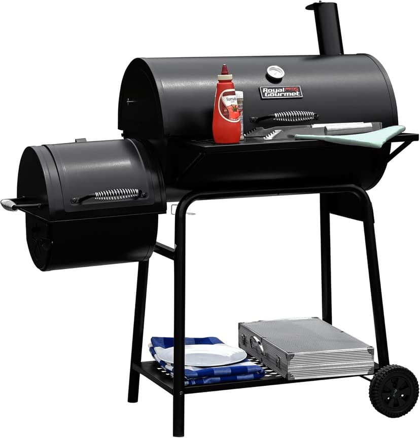 Royal Gourmet CC1830FC Charcoal Grill Offset Smoker (Grill + Cover), Black