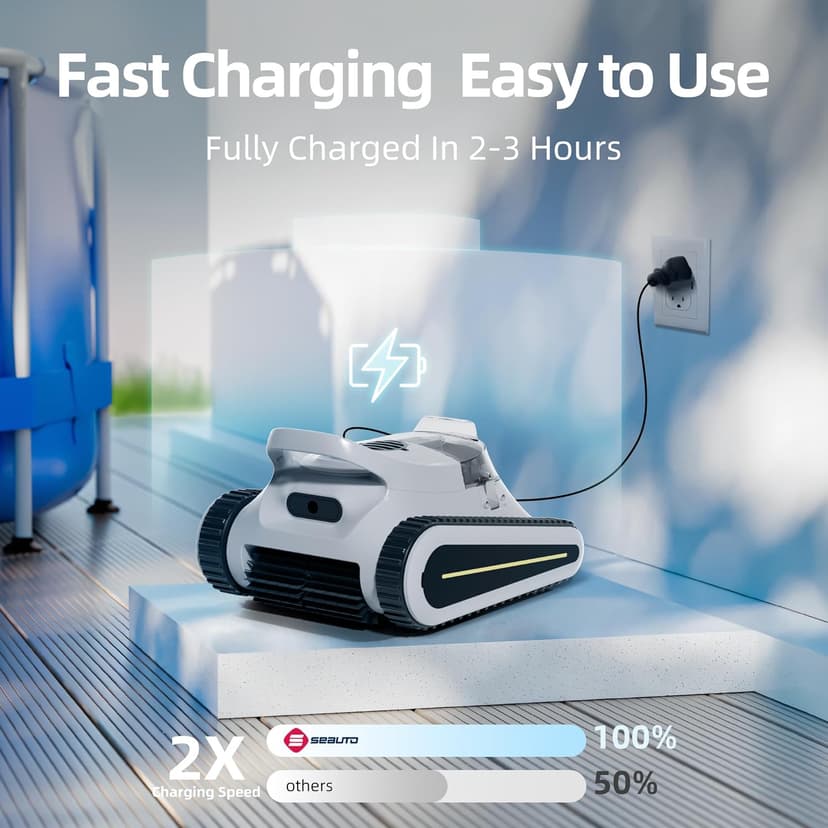 Pool Vacuum for Inground Pools, Cordless Robotic Pool Cleaner, Pool Vacuum with Upgraded Triple-Motor, Wall Climbing, Waterline Cleaning,150 min Battery Life for Pool Up to 2050 Sq.ft