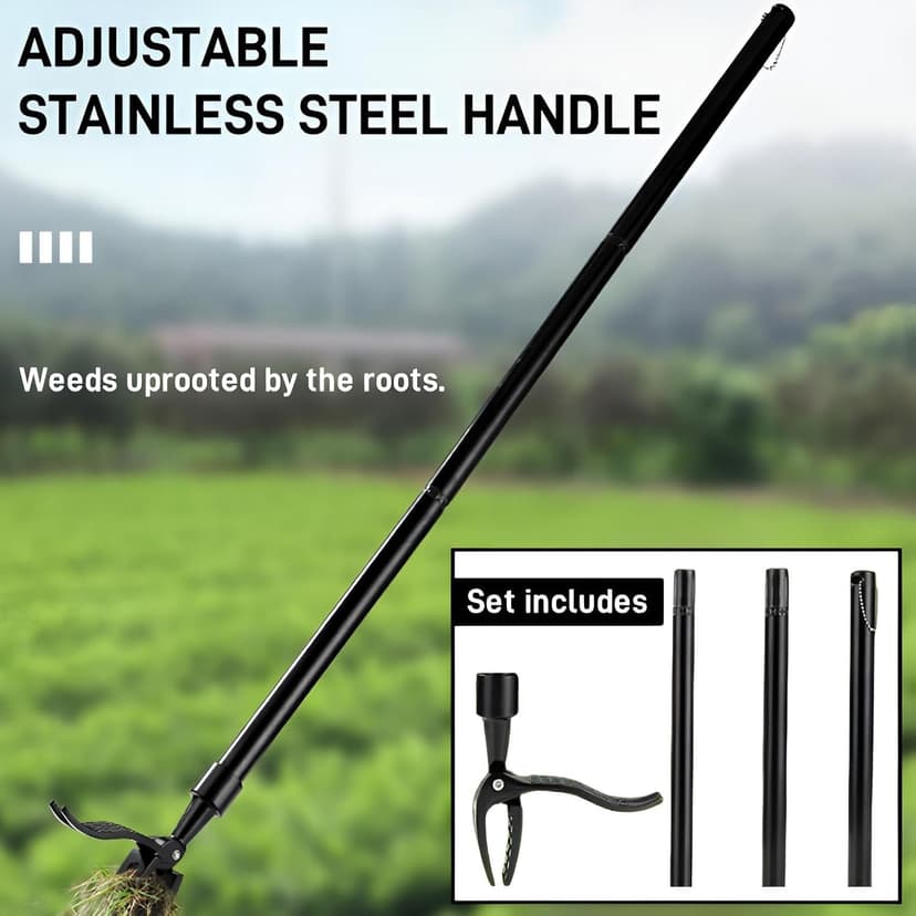 Weed Puller Tool，Stand Up Weed Puller Tool，Weeding Artifact Uprooting Equipped with a shovel，Easily Remove Weeds Effortlessly Without The Need to Tug, Bend, Garden weeding tools. (Stainless Steel)