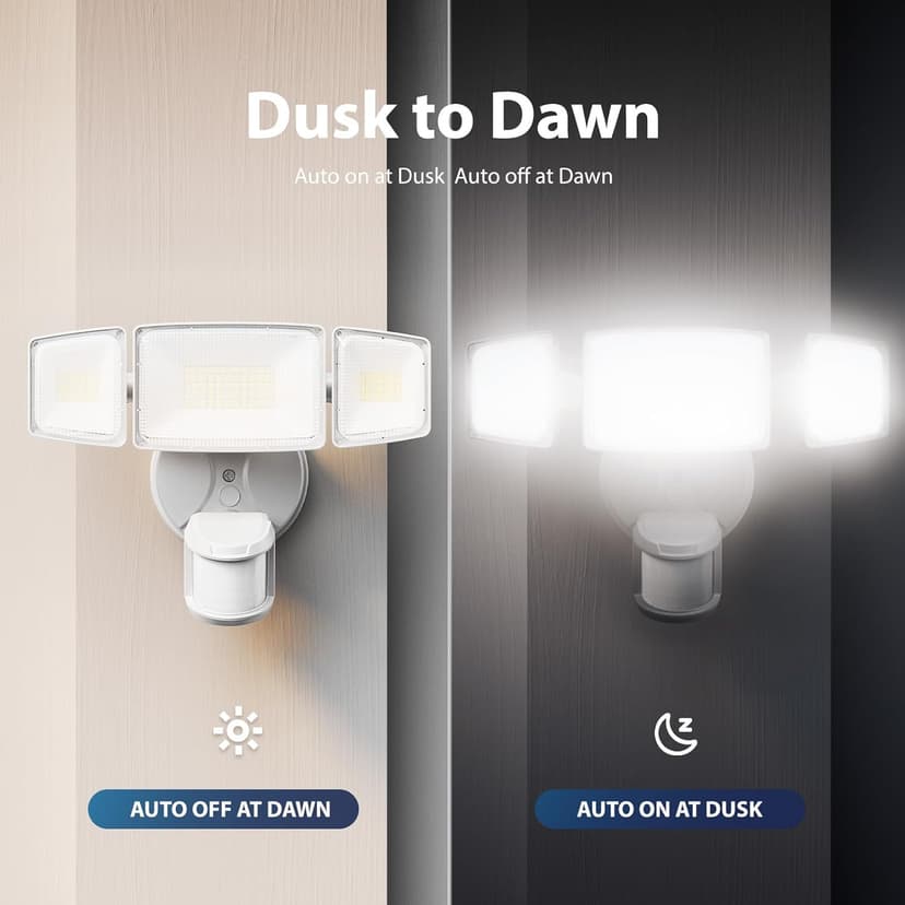 Onforu 75W LED Motion Sensor Outdoor Lights, Dusk to Dawn Flood Lights Outdoor Motion Sensor, Hardwired Security Lights Floodlights Outside 7500LM 6500K Daylight IP65 Waterproof (White)