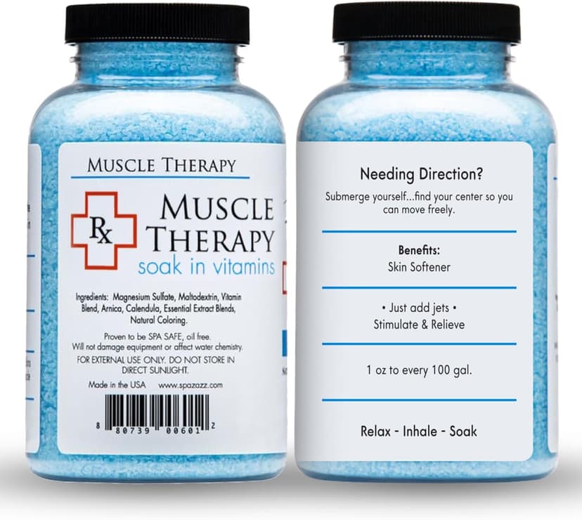 Spazazz Armotherapy Hot Tub Rx Muscle Therapy Natural Spa & Bath Salt Crystals 19oz- Hot 'N ICY - with Magnesium & Arnica - Safe for All Spa and Hot Tub Equipment