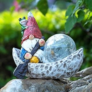 Garden Gnome Statue,Solar Gnomes Figurine,Outdoor Gnome Decor,Gnomes Decorations for Yard with Solar Light,Gnome Sculptures for Patio Lawn Ornaments