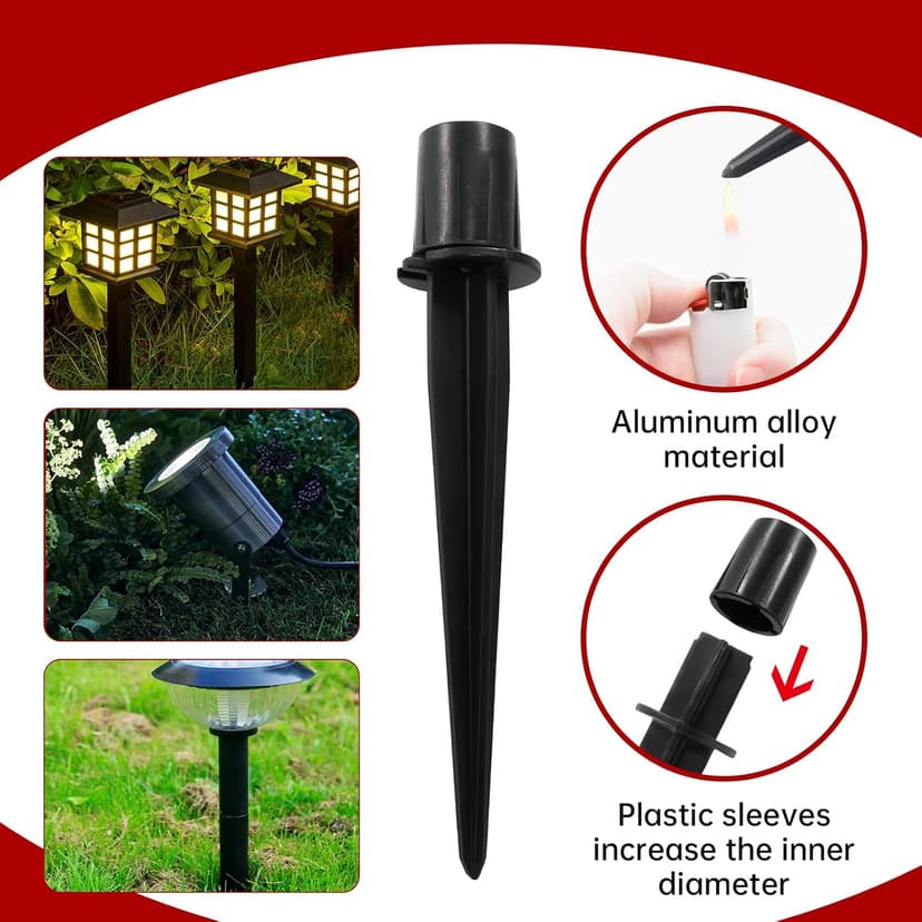 8 Pcs Solar Light Stakes Replacement, Black Metal Stakes, Pathway Lights Spike for Yard, Garden (0.79 Inch External Diameterx 5.4 Inch Height)