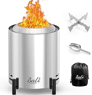 BALI OUTDOORS 6.5 inch Tabletop Fire Pit Round, Stainless Steel Table Top Firepit Small, Outdoor Smokeless Firepit Portable