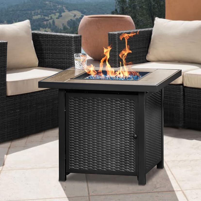 BALI OUTDOORS 50000 BTU Propane Fire Pit for Outdoor, 30 in Fire Pit Table Outdoor, Square Firepits for Outside Backyard, Patio