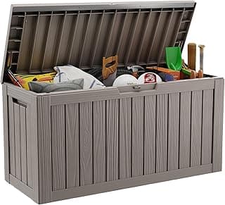 81 Gallon Outdoor Storage Box Waterproof, UV Resistant Resin Deck Box with Hydraulic Rod, Lockable Design and Enhanced Durability for Patio, Garden, and Poolside Use