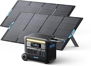 Anker SOLIX F2000 Solar Generator, 2048Wh Portable Power Station with LiFePO4 Batteries and 2× 400W Solar Panel, GaNPrime Technology, 4 AC Outlets Up to 2400W for Home, Power Outages, Camping, and RVs