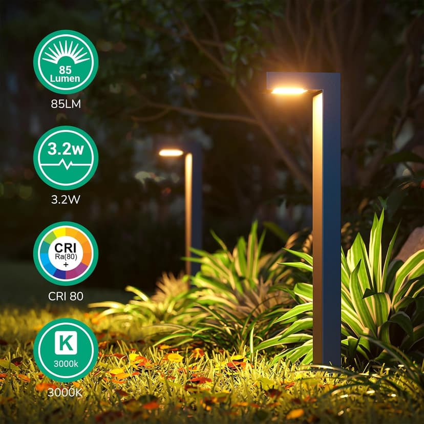 EDISHINE Low Voltage Landscape Lighting, 3000K 3.2W 50,000Hrs Waterproof Outdoor Landscape Path Lights, 12V LED Pathway Lights Wired, CRI80 Modern Aluminum L Shaped for Sidewalk Driveway, 4 Pack