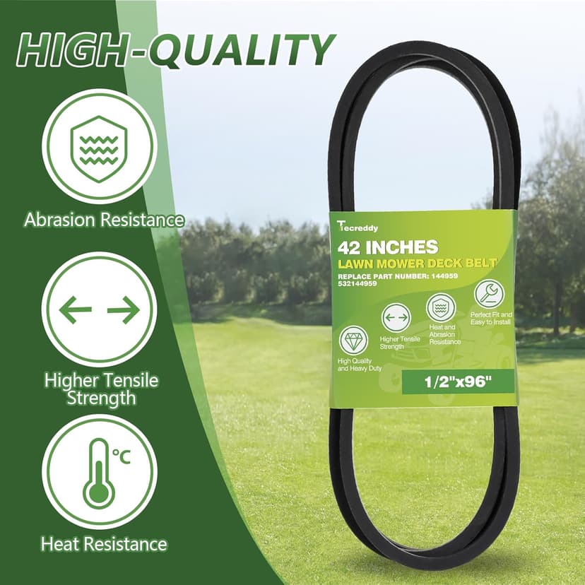 144959 Deck Belt Compatible with Craftsman LT1000 LT2000 LT3000 42'' Riding Lawn Mower Drive Belt Repalce 532144959 130801 532138255 138255 160855 24690 144959D (1/2" X 96")