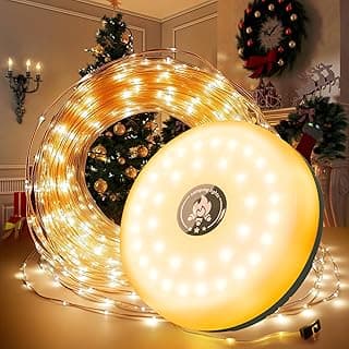 Camping String Lights 32.9FT/10 M, Rollable Camping String Lights, 8 in 1 Portable Rechargeable LED Fairy Lights, USB for Hiking Travel AWN Tent Yard Garden Decoration and Holiday Gift