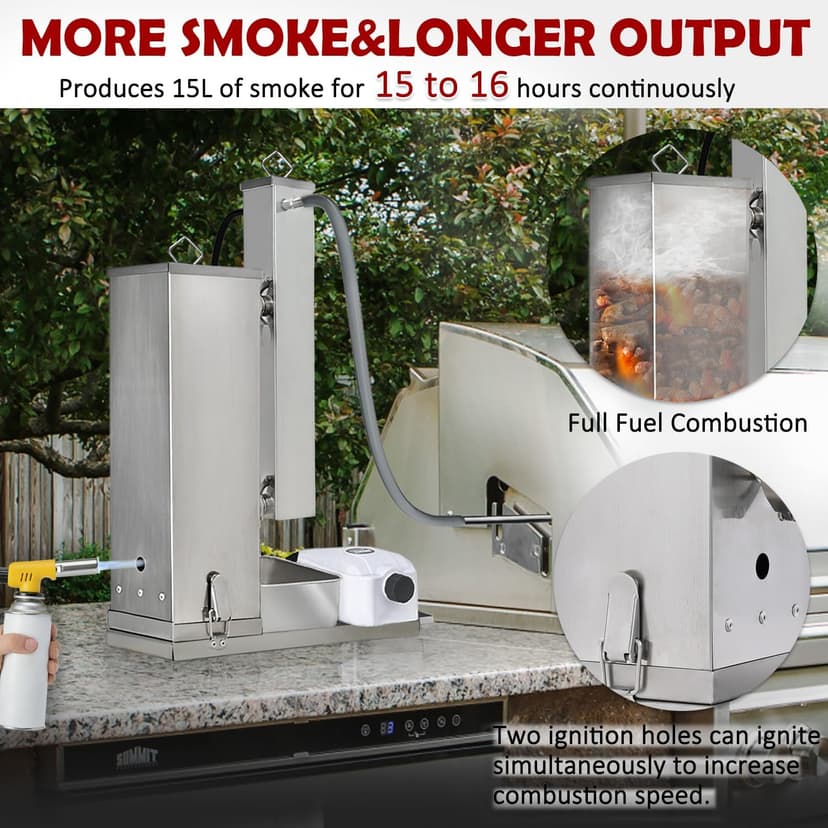 Cold Smoke Generator, 16 Hours Continuous Smoke, Stainless Steel Pellet Smoker Tube, Portable Electric Smoke Maker Outdoor Smoker Accessories for Meat Vegetables