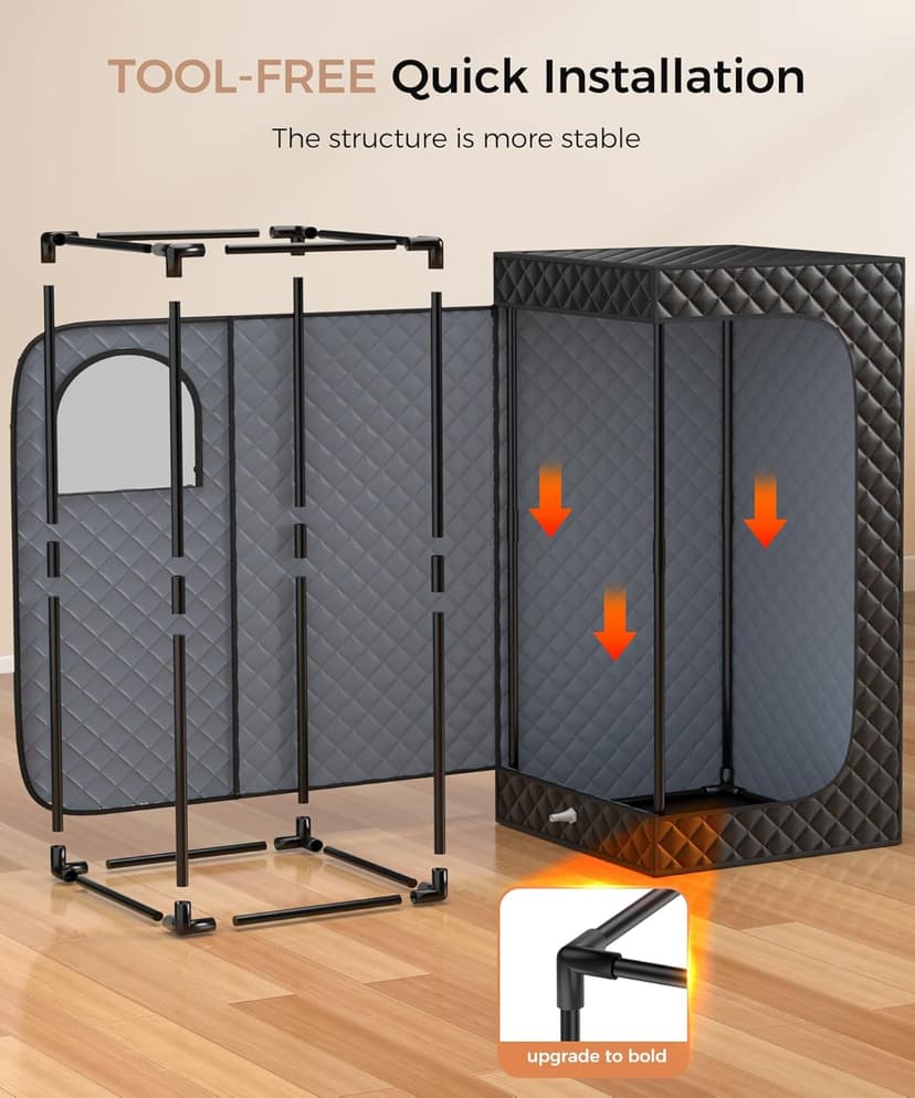 Sauna Box,Portable Sauna for Home use with Ten Aluminium foil Heating Blankets，Personal Steam Sauna with 3L Steamer, 9 Levels, Folding Chair，Extra Large Size (36 * 36 * 71inch)