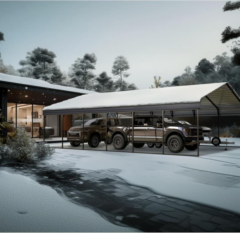 MFSTUDIO Carport 20x30 ft, Outdoor Heavy Duty Carports with Sidewalls, Metal Shed Canopy Shelters Garage Shelter Shade Car Ports with Galvanized Roof for 3 Cars, Truck and Boats
