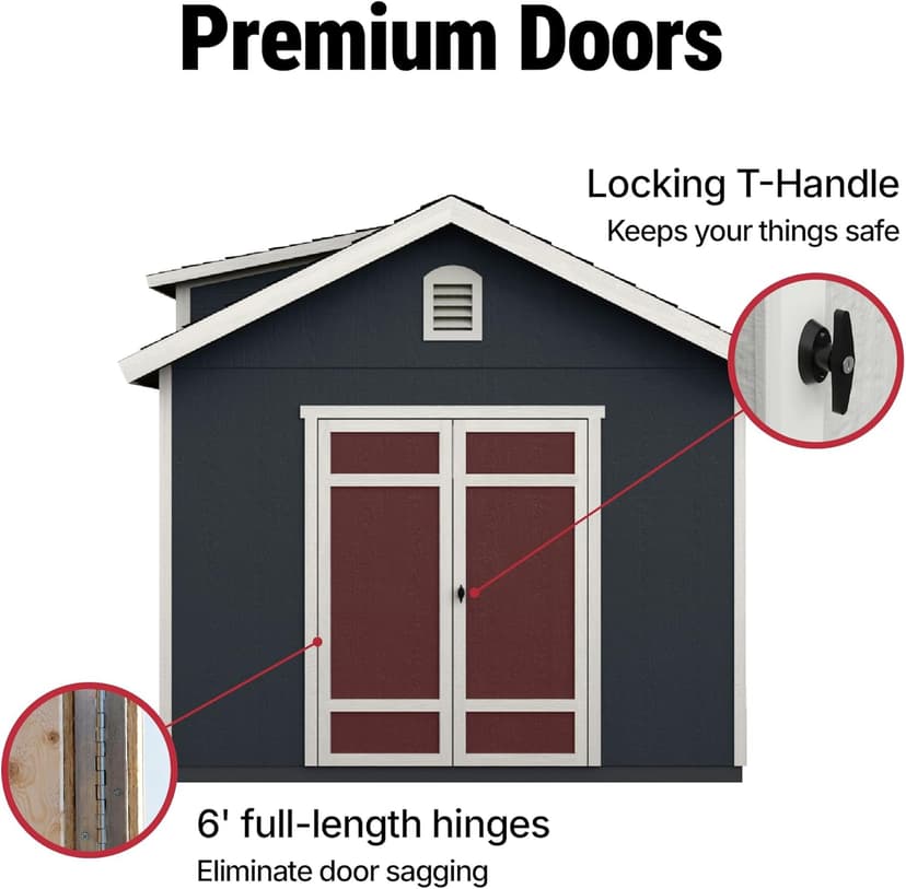 Handy Home Products Designer 12x10 Wooden Storage Shed with Dormer, Windows, and Floor Kit- Paint and Shingles not Included