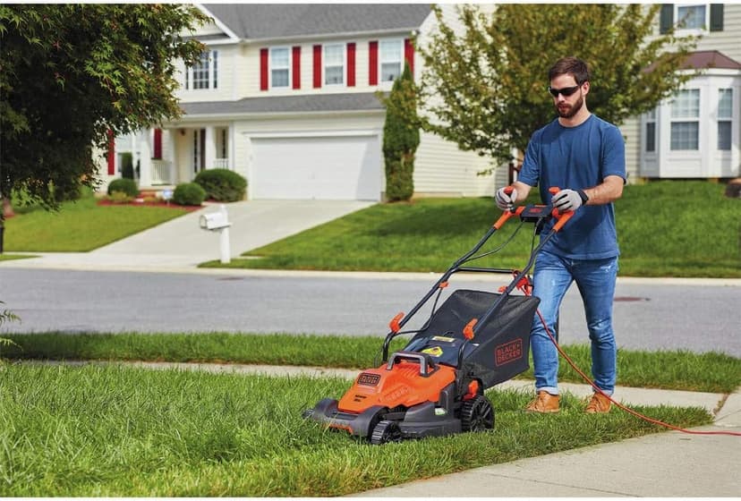 BLACK+DECKER Electric Lawn Mower with Bike Handle, 15-Inch, 10-Amp, Corded (BEMW472BH)