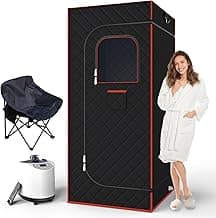 AgiiMan Portable Sauna Box, Portable Sauna for Home with 3L Steamer, Remote Control, Folding Chair and Mat, Full Size Personal Sauna Tent for Relaxation