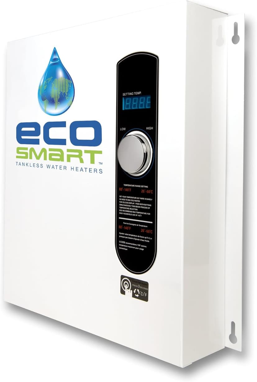 EcoSmart ECO 24 24 KW at 240-Volt Electric Tankless Water Heater with Patented Self Modulating Technology, 17 x 17 x 3.5