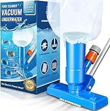 Portable Pool Vacuum for Above Ground Pool, Jet Underwater Cleaner with 3 Scrub Brush, Mesh Bag and 5 Section Pole of 47", Attach to Common Garden Hose, Light Blue
