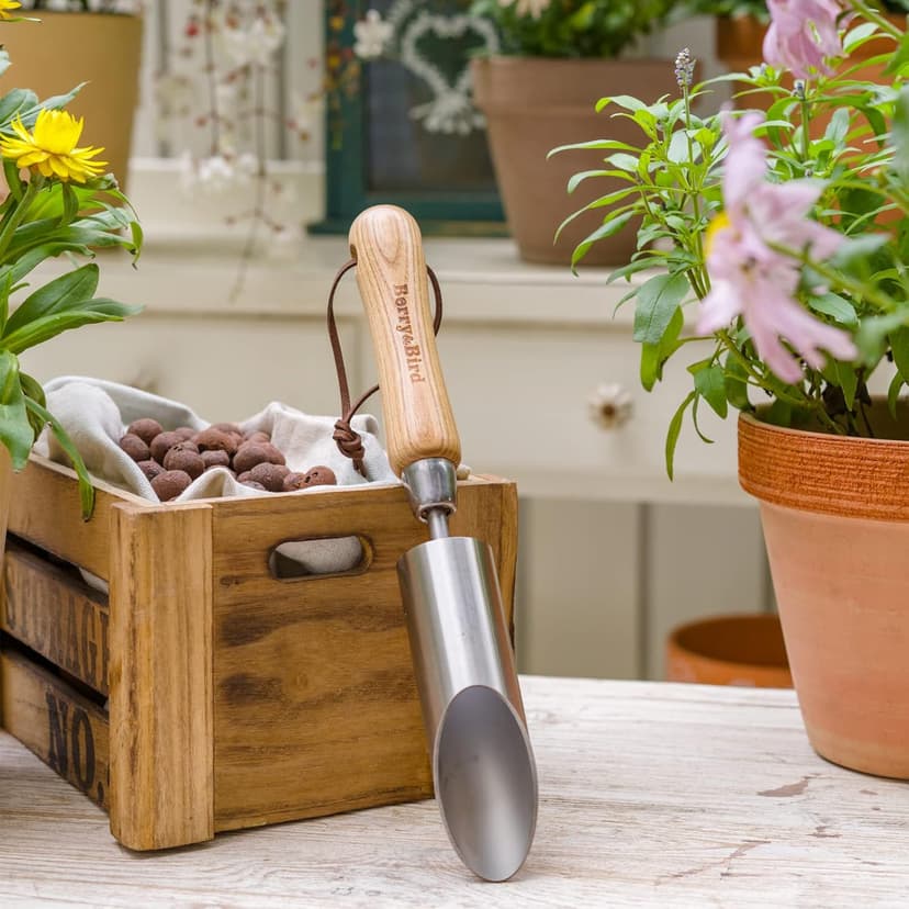 Bulb Planter Tool, 12" Garden Bulb Transplanter Tool, Stainless Steel Manual Hole Digger with Wooden Handle, Transplanting Agricultural Dibble Tool for Seed Planting & Flower Planter