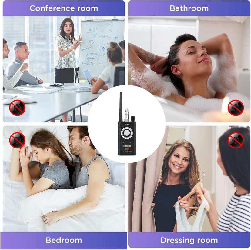 【Dual Antennas, Stronger Detection】 Hidden Camera and Bug Signal Detector, Rechargeable Portable GPS Tracker Finder, Spy Microphone Device Scanner for Travel, Home, Hotel, Car, Office, and Air-bnb