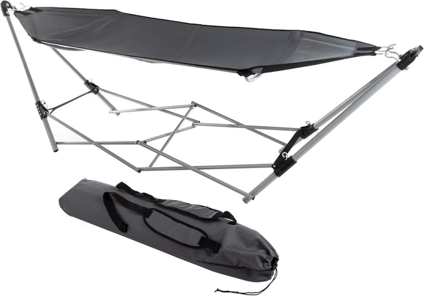 Hammock with Stand Included - Portable Hammock Fits into Carry Bag for Easy Travel - Perfect for Backyard, Pool, Beach, Hiking by Lavish Home (Gray)