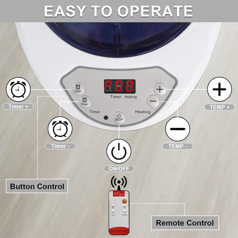 Sauna Steamer Machine, Steam Generator for Sauna, 2.6L 1000W Portable Sauna Steamer with Remote Control for Home SPA Shower Body Relaxation