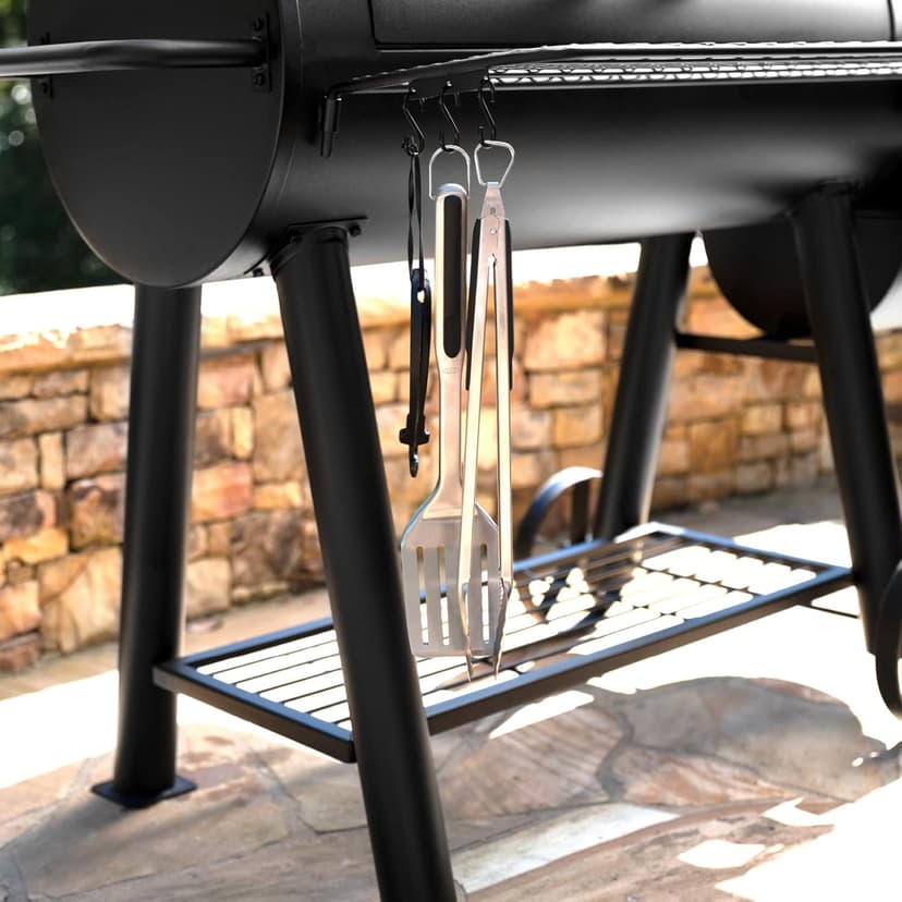 Char-Griller® Competition Pro® Barrel Grill and Offset Smoker, Includes Side Fire Box for Texas-Style Offset Smoking, Metal Cooking Grates, 1,010 Cooking Square Inches in Black, Model 2823 in Black