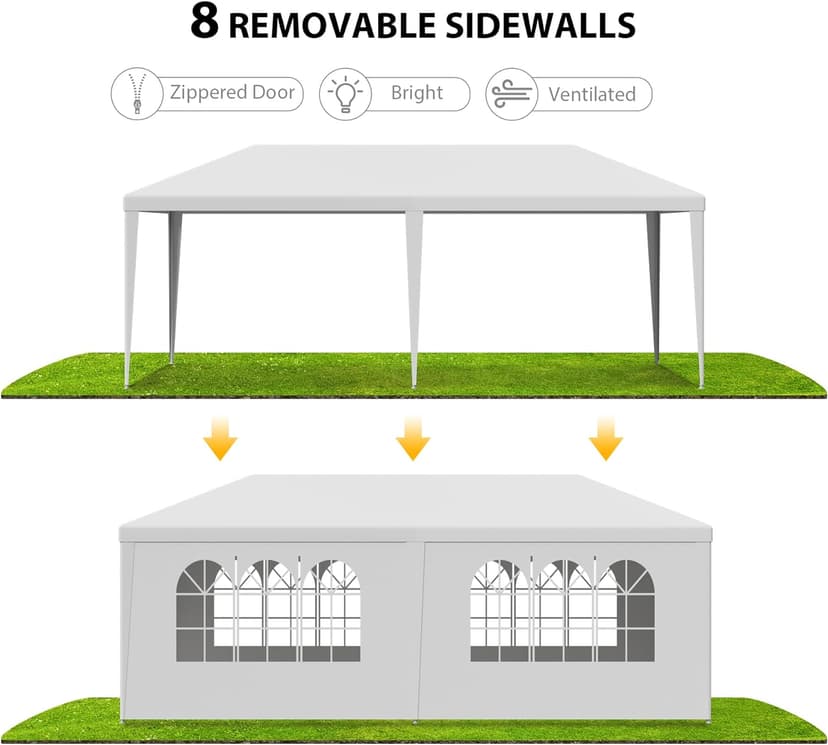 10 x 20 Outdoor Party Wedding Tent Canopy Camping Gazebo Storage BBQ Shelter Pavilion, 6 Removable Sidewalls (10x20)
